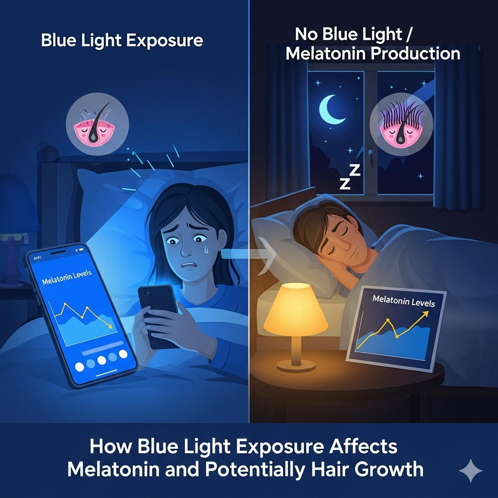 How Blue Light Exposure Affects Melatonin and Potentially Hair Growth